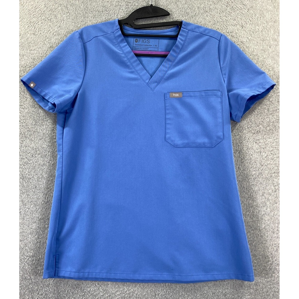 Figs Scrub Top Womens XS Blue Catarina One Pocket Stretch Medical Nursing Health